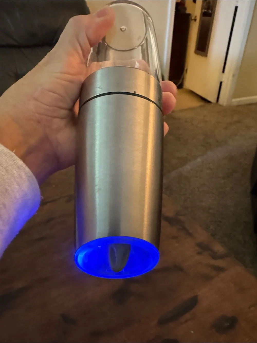 EUC Stainless Steel, battery powered pepper grinder - Silver